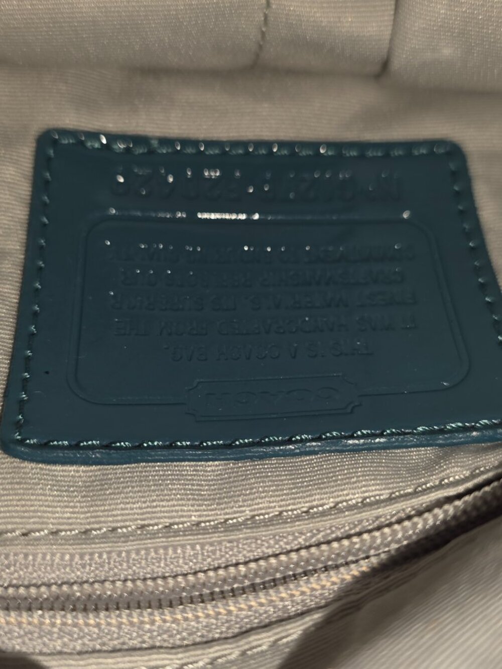 Coach Gallery Optic Signature Tote Teal Blue Jacquard Zip Shoulder Bag 12906 - Picture 11 of 12